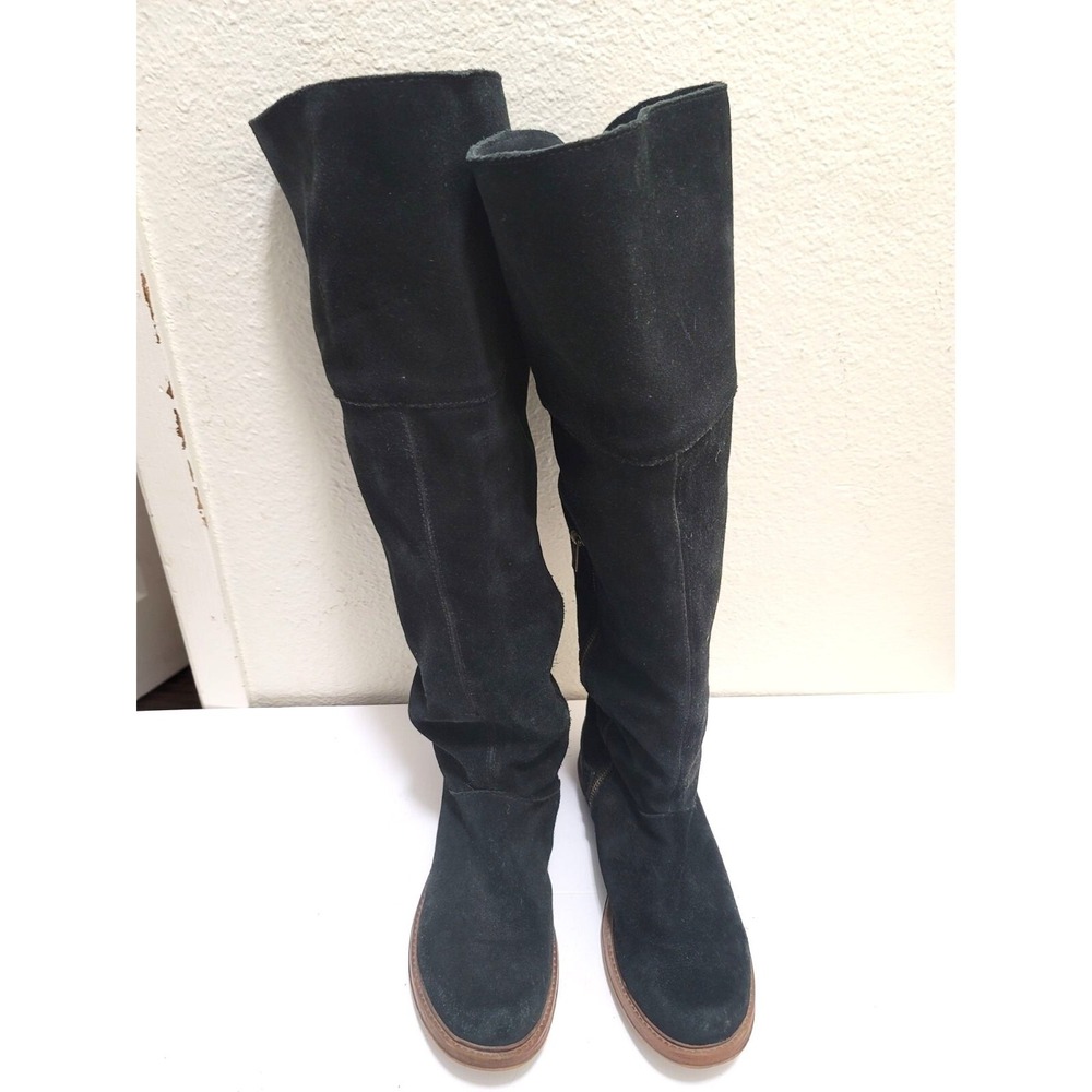 ZiGi Girl Over The Knee Boots Womens Black Suede Lace Up Back Side Zip Tall